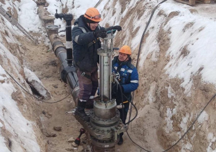В Пружанах завершены работы по установке шарового крана на газопроводе высокого давления